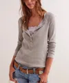 Free People Jamie Henley Long Sleeve Top In Quiet Grey In Multi