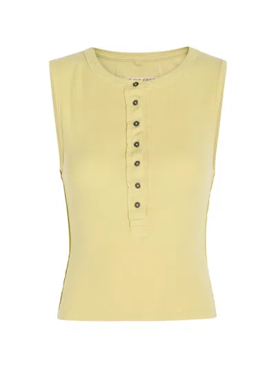 Free People Jamie Henley Ribbed-knit Top In Yellow