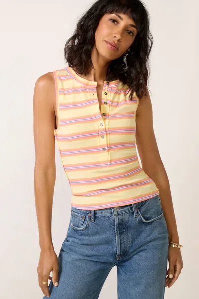 Free People Jamie Henley Stripe Tank Top In Butter Yellow Combo