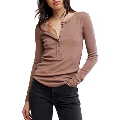 Free People Jamie Henley Long Sleeve T-shirt In Brown