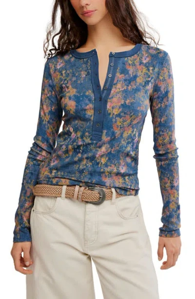 Free People Jamie Henley Cotton Stretch Top In Blue
