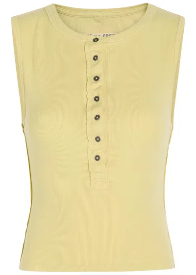 Free People Jamie Ribbed Stretch-cotton Tank Top In Yellow