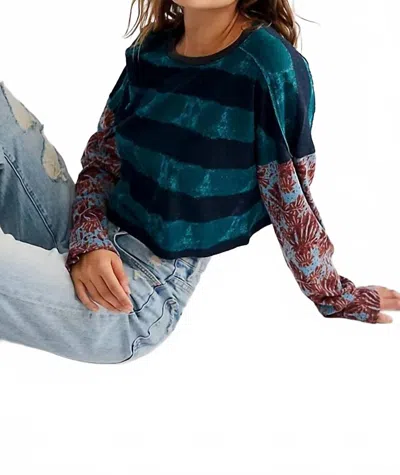 Free People Jamie Tee In Indigo Combo In Blue