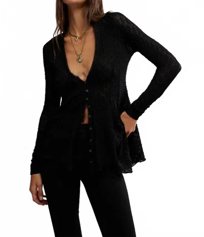 Free People Janey Lace Long Sleeve Top In Black