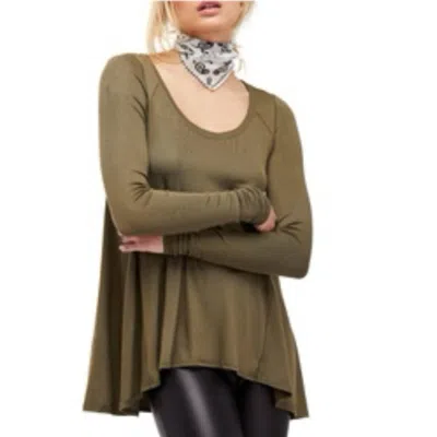 Free People January Ribbed Scoop-neck T-shirt In Olive Green