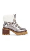 Free People Cozy Jasper Hiker Ankle Boot In Pewter Cozy In Pale Pewter