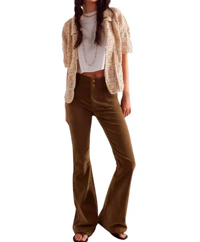 Free People Jayde Cord Flare Jeans In Fir Green