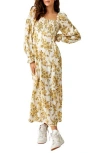 FREE PEOPLE FREE PEOPLE JAYMES FLORAL SMOCKED LONG SLEEVE MAXI DRESS