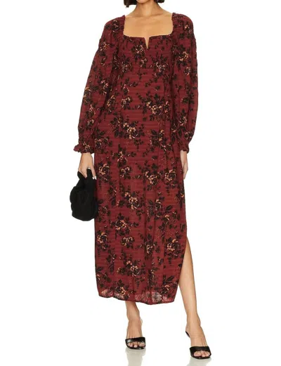 Free People Jaymes Midi Dress In Burgundy Combo In Red