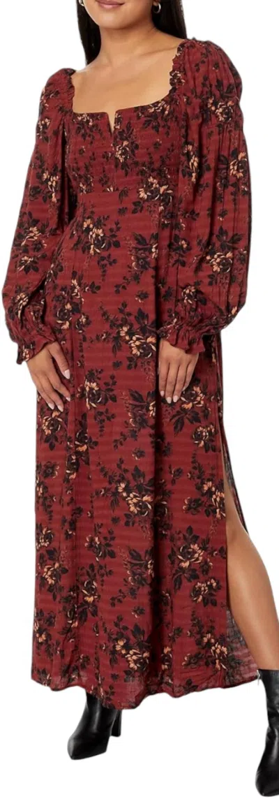 Free People Jaymes Midi Dress In Burgundy Combo In Red