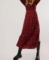 FREE PEOPLE JAYMES MIDI DRESS IN BURGUNDY