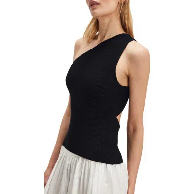 Free People Jayne One Shoulder Open Back Tank Top In Black