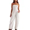Free People Je Suis Barrel Leg Jumpsuit In Stone White In Multi