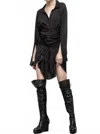 Free People Jedda Boot Over Knee Leather Fabric Wedge In Black