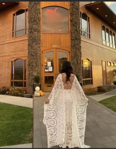 Pre-owned Free People Jen's Pirate Booty Swan Song Lace Wing Maxi Dress Wedding S $600 In White