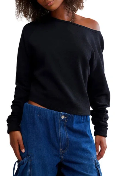Free People Jess One-shoulder Thermal Top In Black