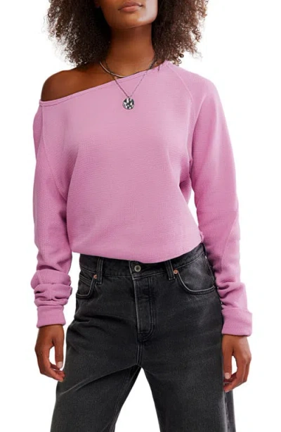 Free People Jess One-shoulder Thermal Top In Pink