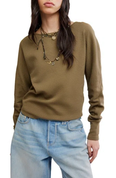Free People Jess One-shoulder Thermal Top In Green