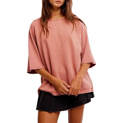 Free People Joah Oversize Cotton Blend T-shirt In Pink