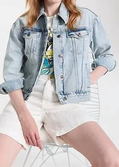 Free People Jolene Trucker Jacket In Tennessee River Blue