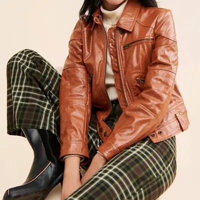 Free People Josie Jacket Cognac Vegan In Brown