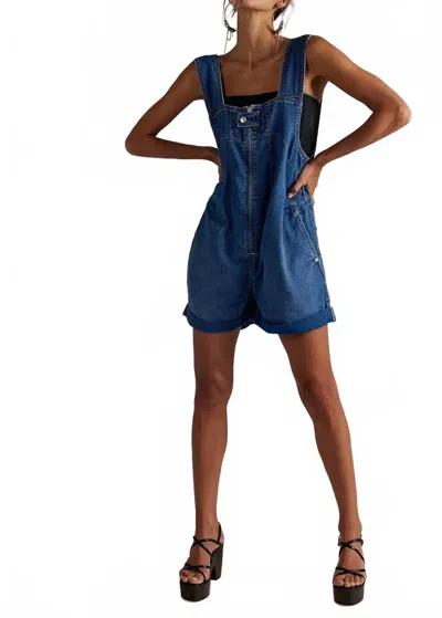 Free People Jude Four-pocket Design Shortalls In Mid Indigo In Blue