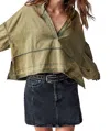 Free People Jude Oversize Denim Pullover Top In Warm Caramel In Warm Camel