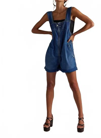 Free People Jude Shortalls In Mid Indigo In Blue