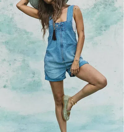 Free People Jude Shortalls Romper In Light Indigo In Blue