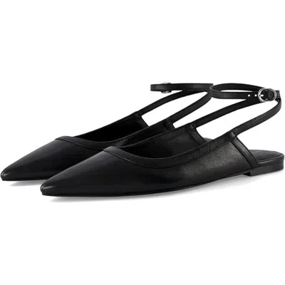Free People Jules Flat Women's Black Leather Pointed Toe Ankle Strap Htat940