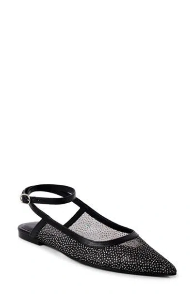 FREE PEOPLE FREE PEOPLE JULES GLITTER MESH POINTED TOE ANKLE STRAP FLAT