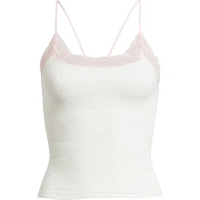 Free People Jules Lace Trim Seamless Crop Camisole In White