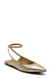 Free People Jules Pointy Toe Ankle Strap Leather Flat In Gold