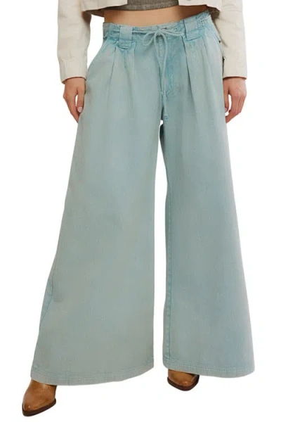 Free People Julien Wide Leg Chino Trousers In Blue
