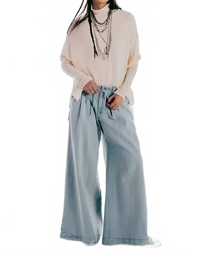 Free People Julien Wide Leg Chino Pants In Pearl Blue