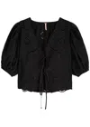 Free People June Embroidered Crop Top In Black