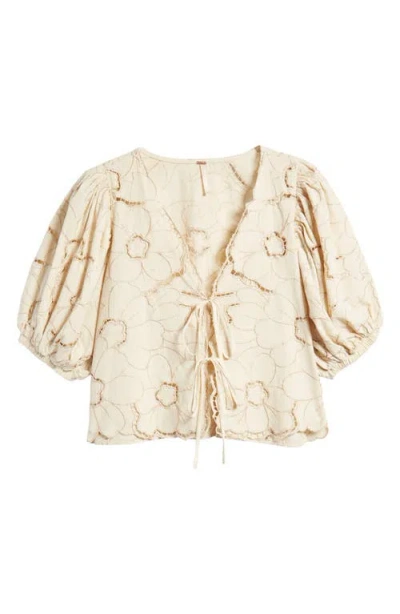 Free People June Embroidered Crop Top In Ecru