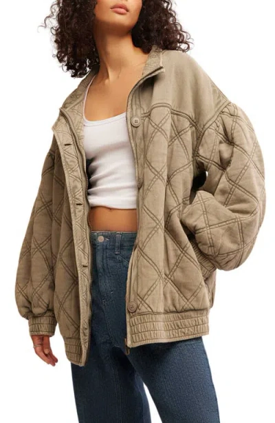 Free People Juno Quilted Cotton Jacket In Laurel Oak