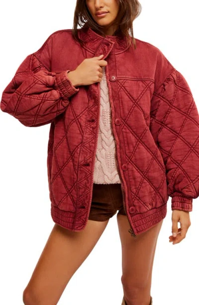 Free People Juno Quilted Cotton Jacket In Port