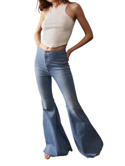 Free People Just Float On Flare Jeans In Love Letters In Blue