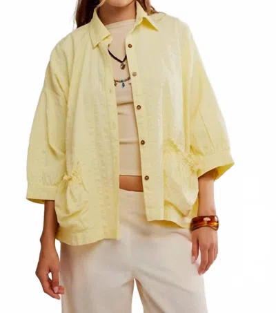 Free People Just Like Me Relaxed Fit Cotton Seersucker Button-up Shirt In Yellow