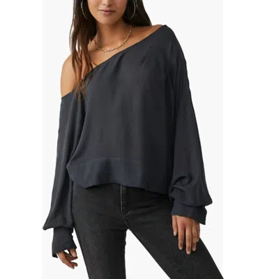 Free People Justina One Shoulder Blouse In Metal In Gray