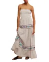 Free People Kalani Stripe Embroidered Halter Neck Cotton Maxi Dress