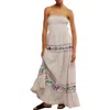 Free People Kalani Stripe Embroidered Halter Neck Cotton Maxi Dress