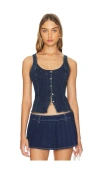 Free People Kara Denim Vest In Rugged Denim