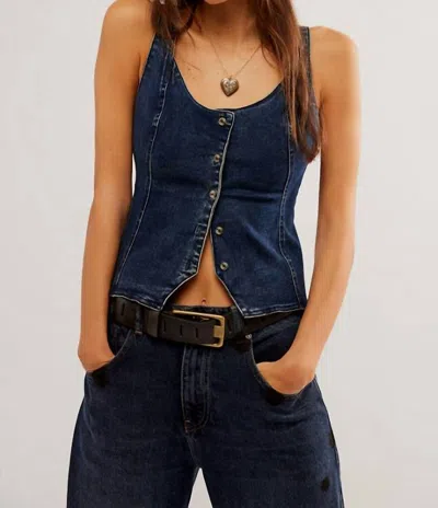 Free People Kara Scoopneck Vest In Rugged Denim In Multi