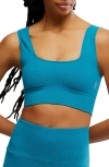 Free People Karma Square Neck Sports Bra In Blue