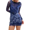 Free People Katana Long Sleeve Body-con Minidress In Blue