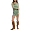 Free People Katana Long Sleeve Body-con Minidress In Green