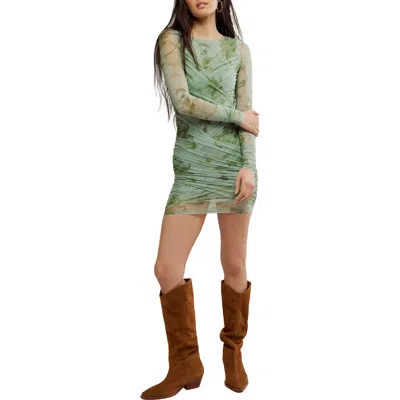 Free People Katana Long Sleeve Body-con Minidress In Green